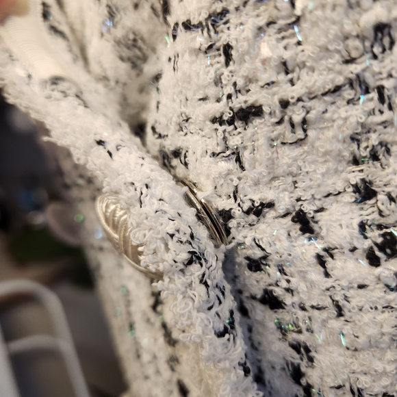 Double Breasted Ruffle Hem Tweed Dress (Medium) - Picture 8 of 9